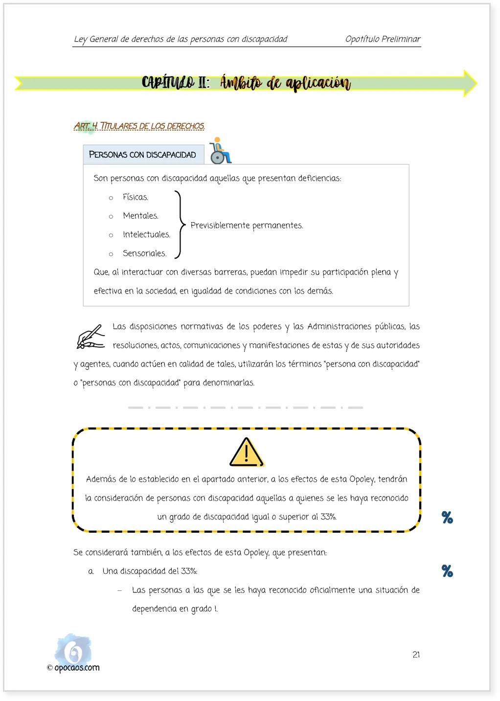 Imagen de muestra de una página simple de la Opoley TRLGD