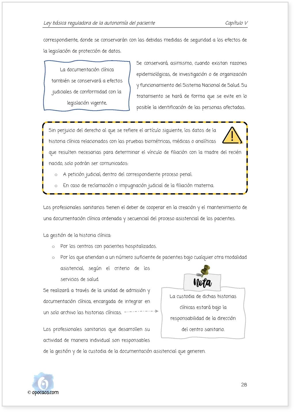 Imagen de muestra de una página simple de la Opoley Autonomía del Paciente