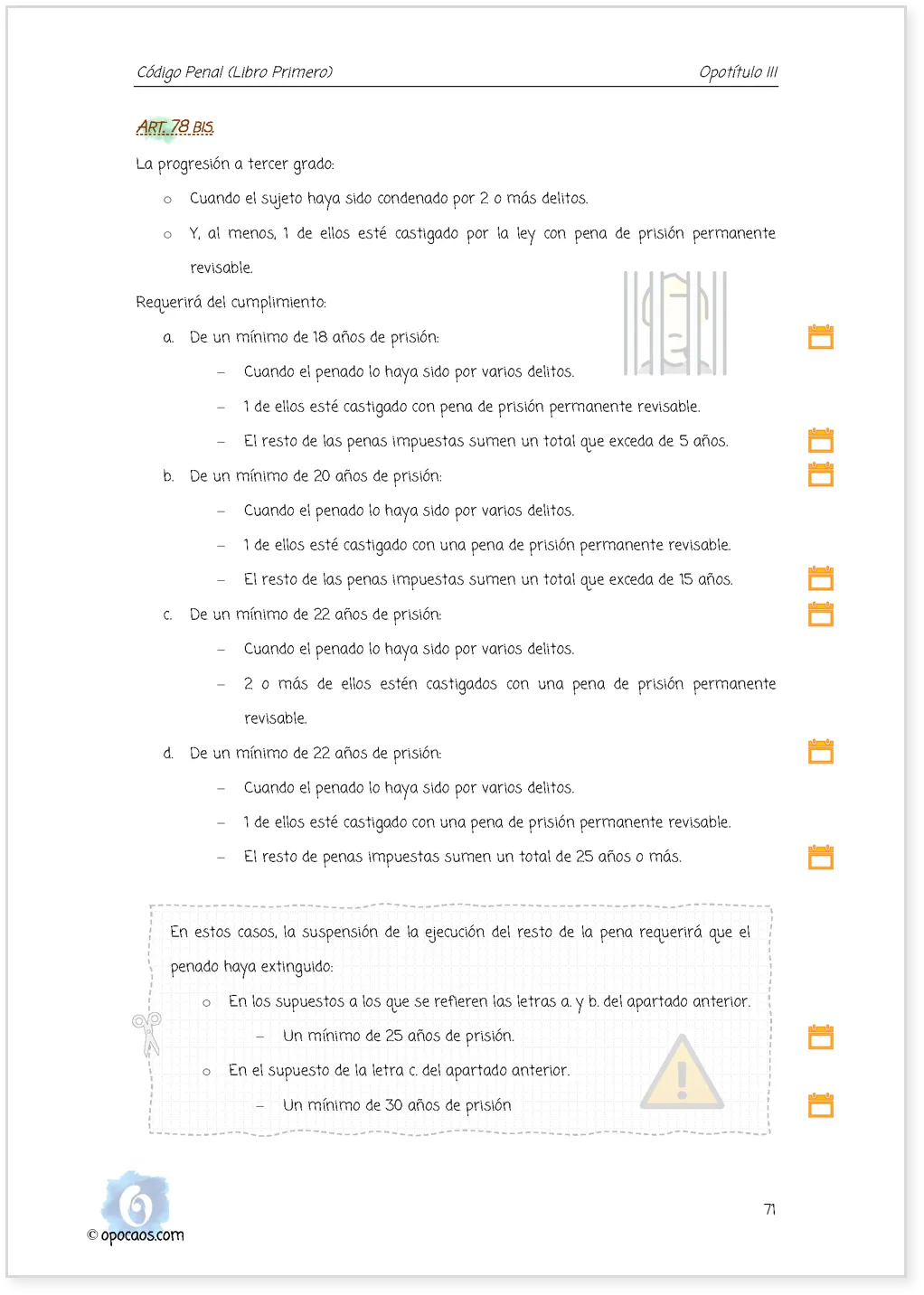 Imagen de muestra de una página simple de la Opoley Código Penal