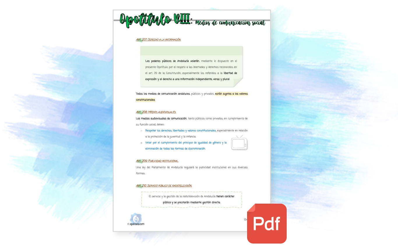 Imagen de muestra del Opotítulo VIII de la Opoley Estatuto de Andalucía