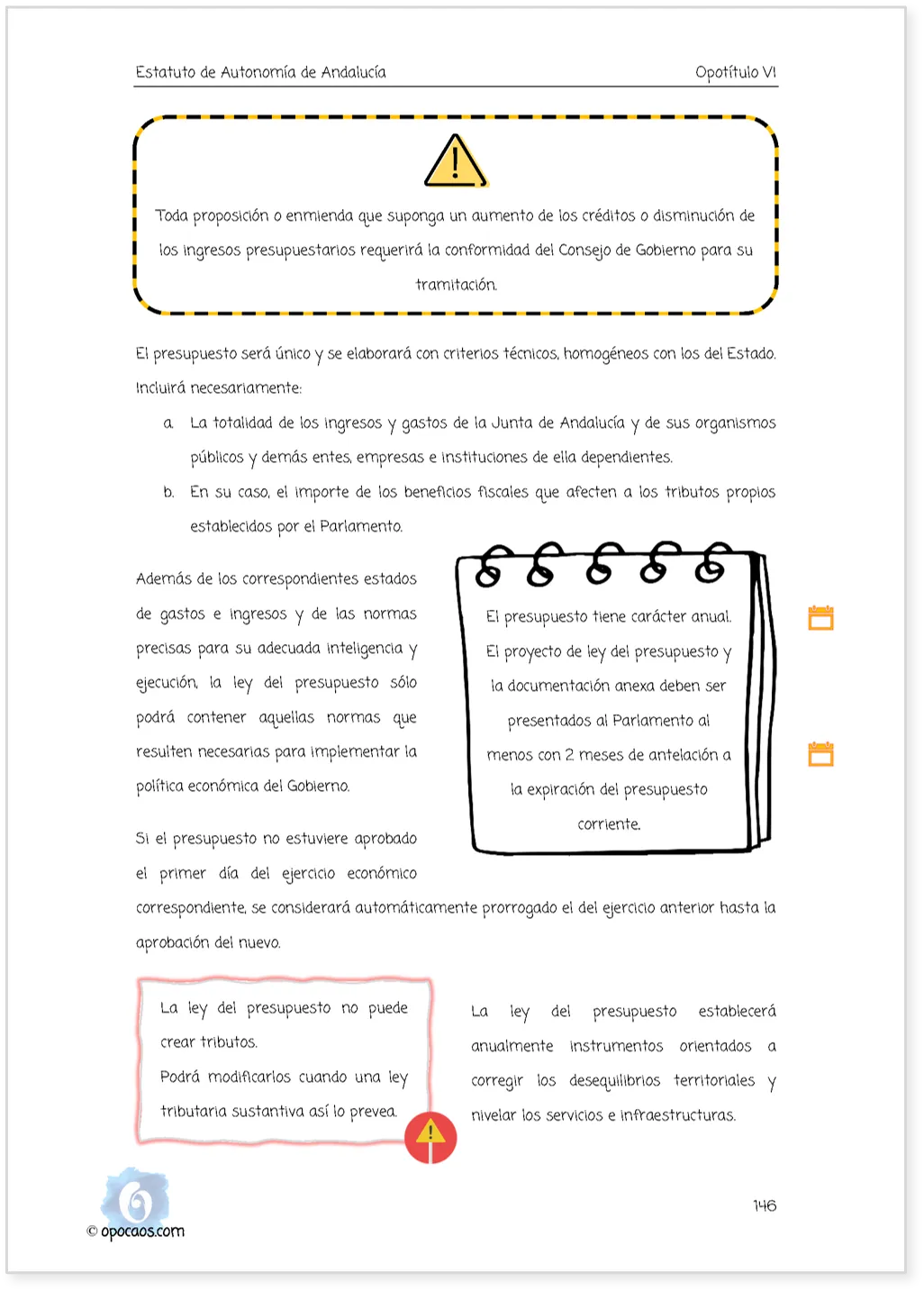 Imagen de muestra de una página simple de la Opoley Estatuto de Andalucía