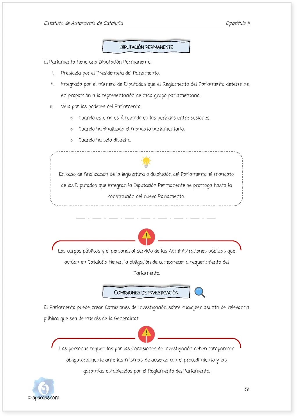 Imagen de muestra de una página simple de la Opoley Estatuto de Cataluña