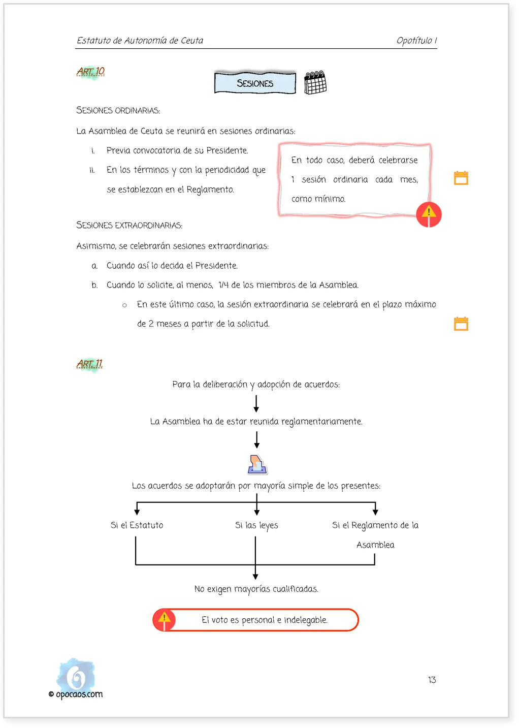 Imagen de muestra de una página simple de la Opoley Estatuto de Ceuta