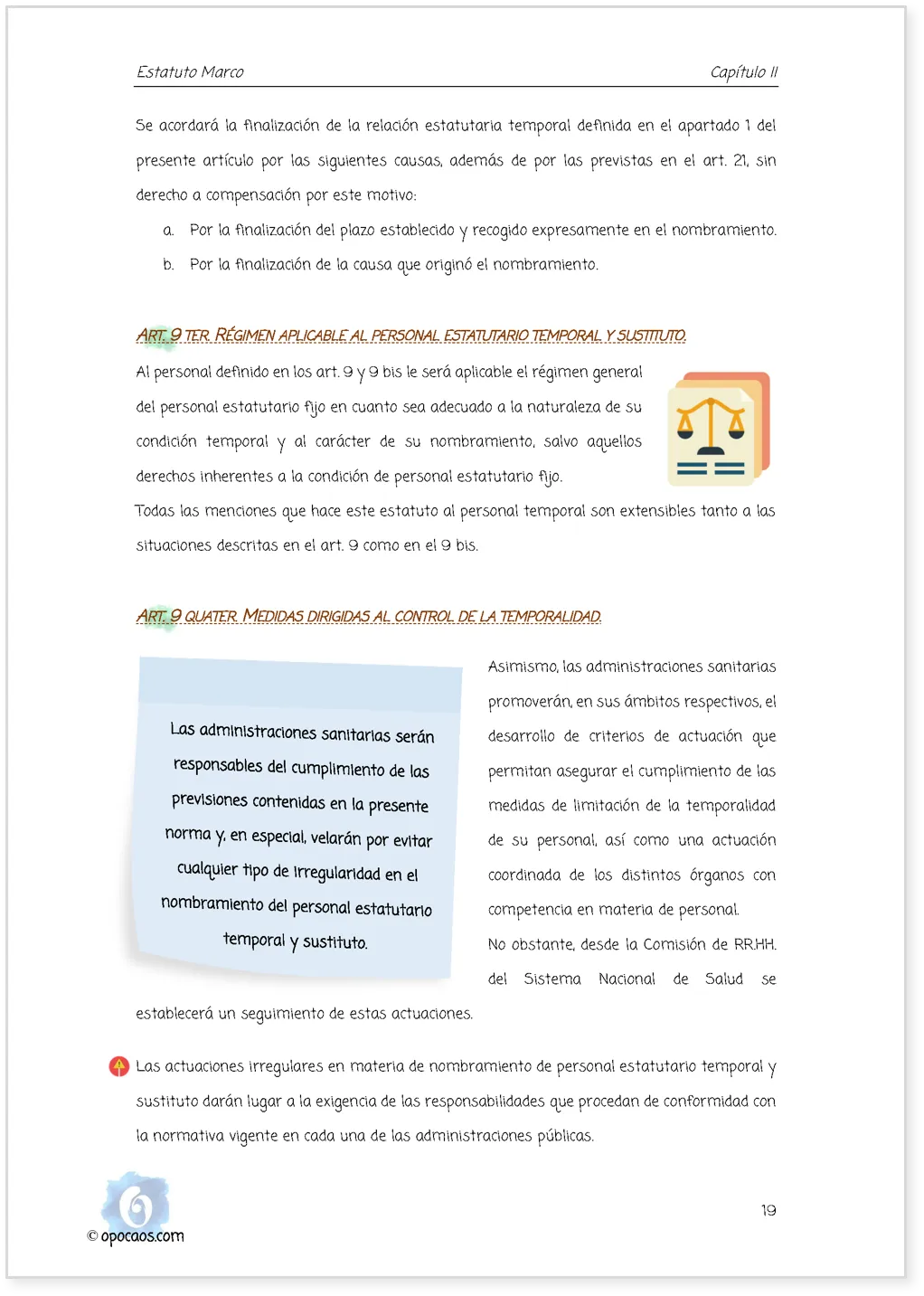 Imagen de muestra de una página simple de la Opoley Estatuto Marco