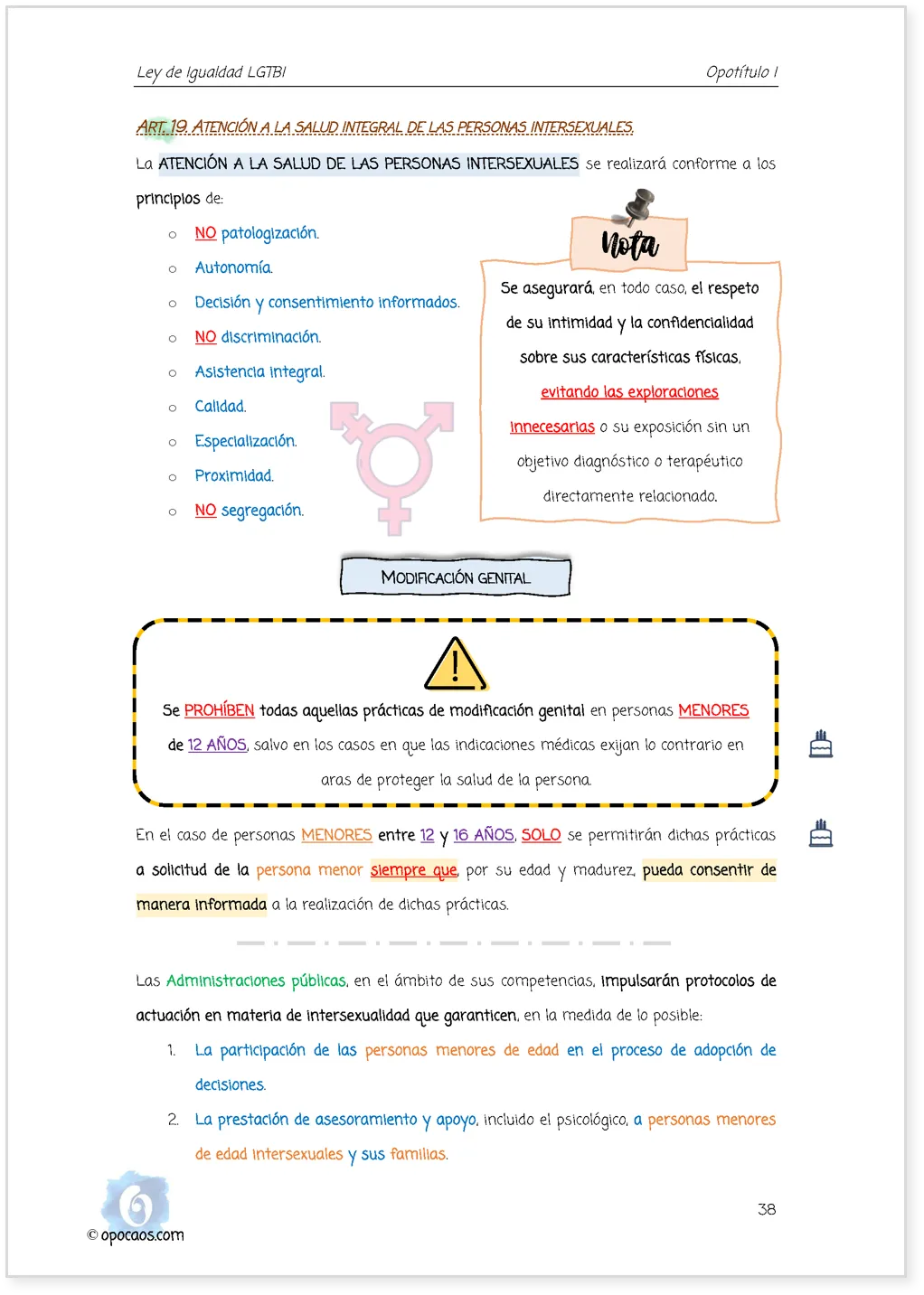 Imagen de muestra de una página de la Opoley Igualdad LGTBI