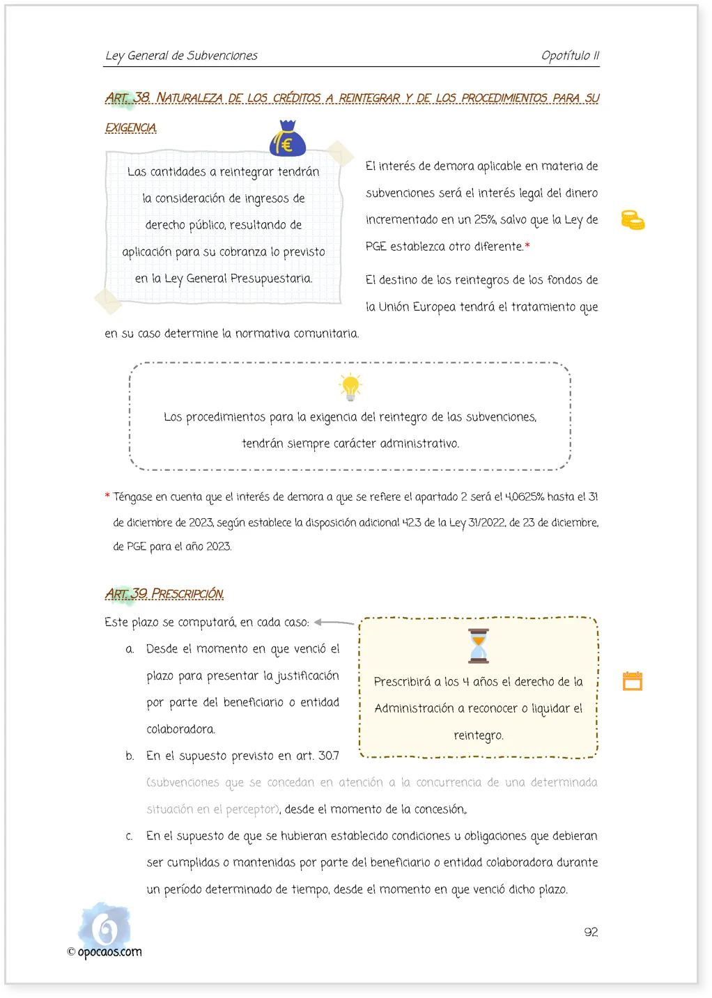 Imagen de muestra de una página simple de la Opoley LGSubvenciones