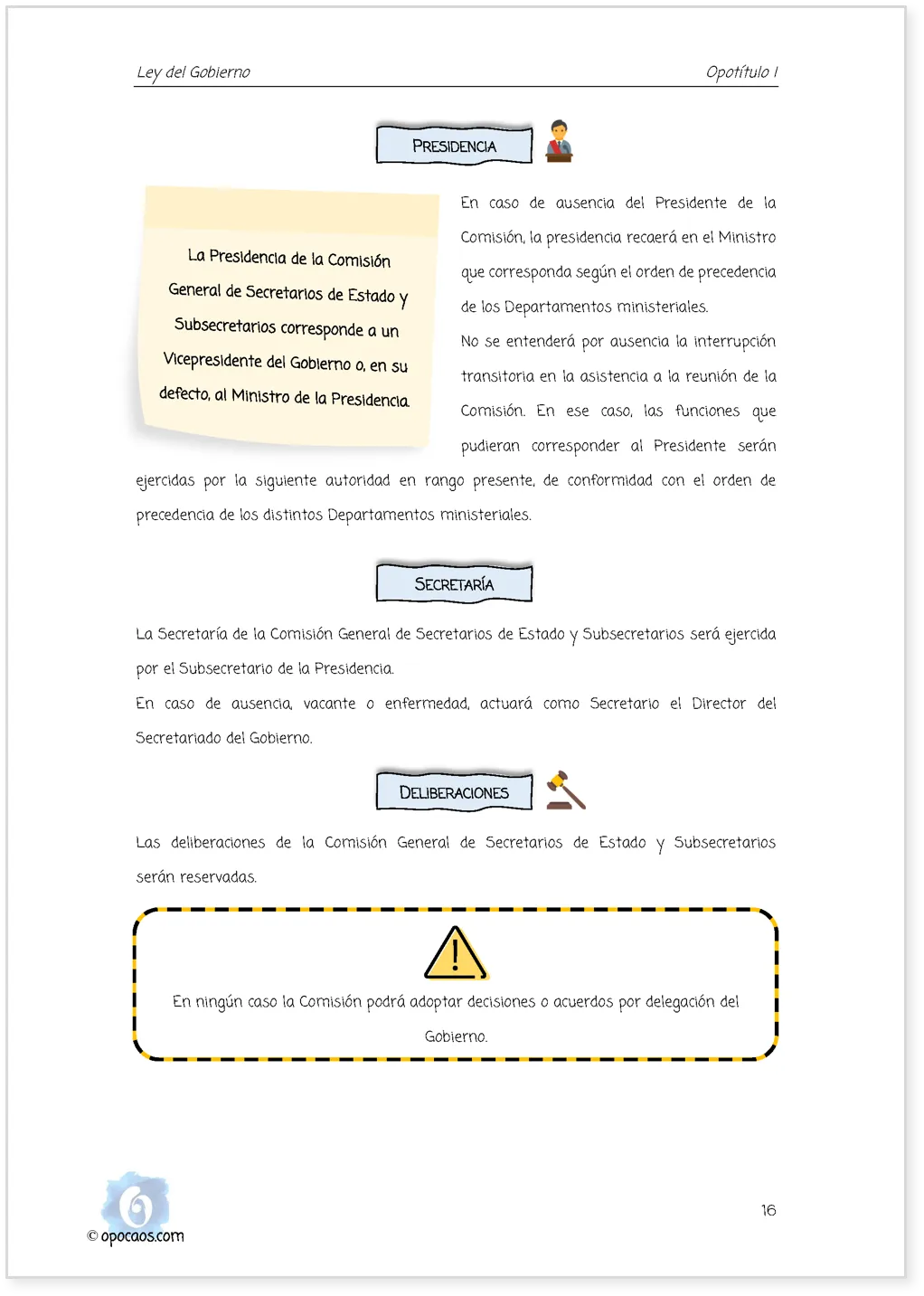 Imagen de muestra de una página simple de la Opoley LGob