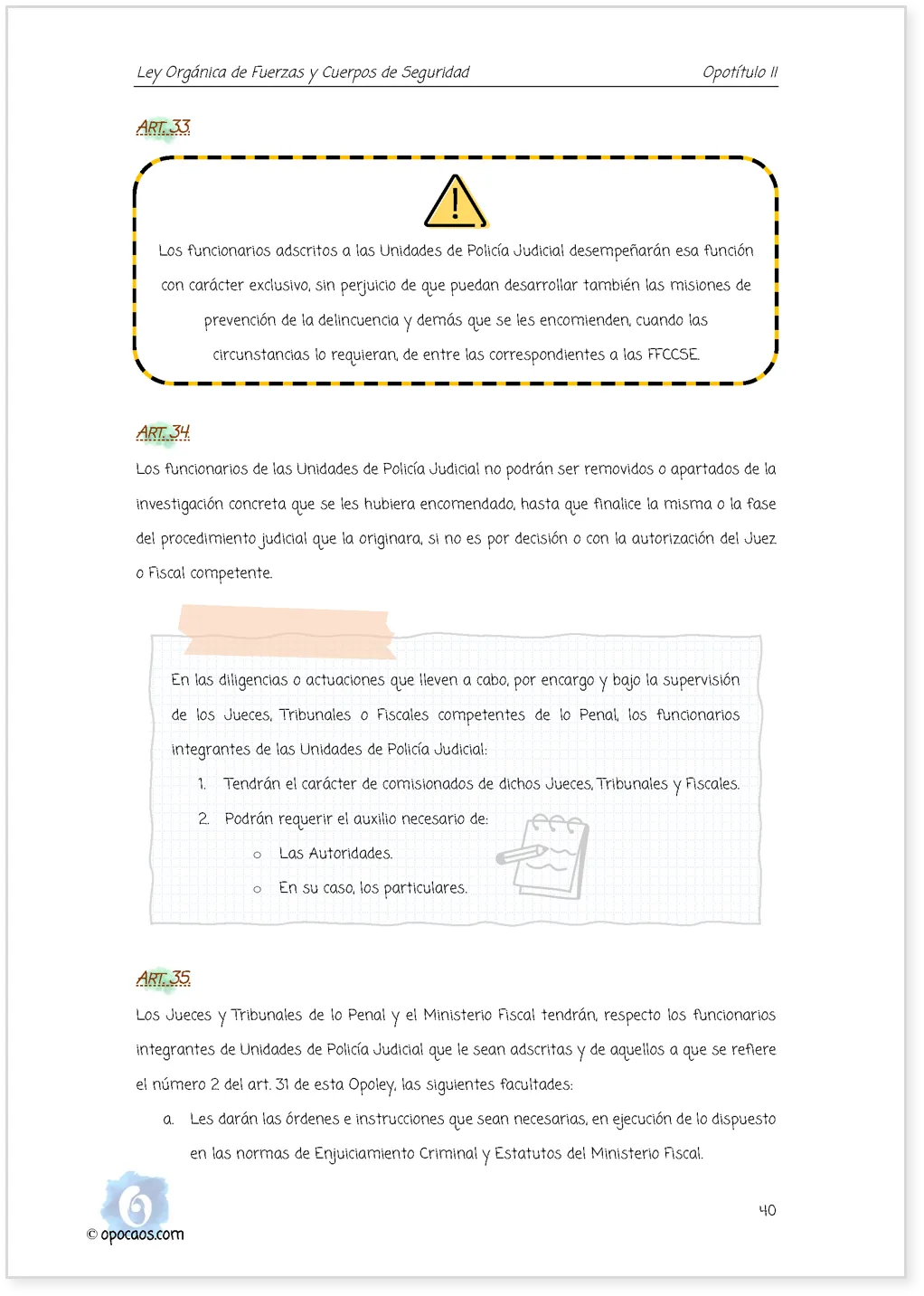 Imagen de muestra de una página simple de la Opoley LOFFCCS