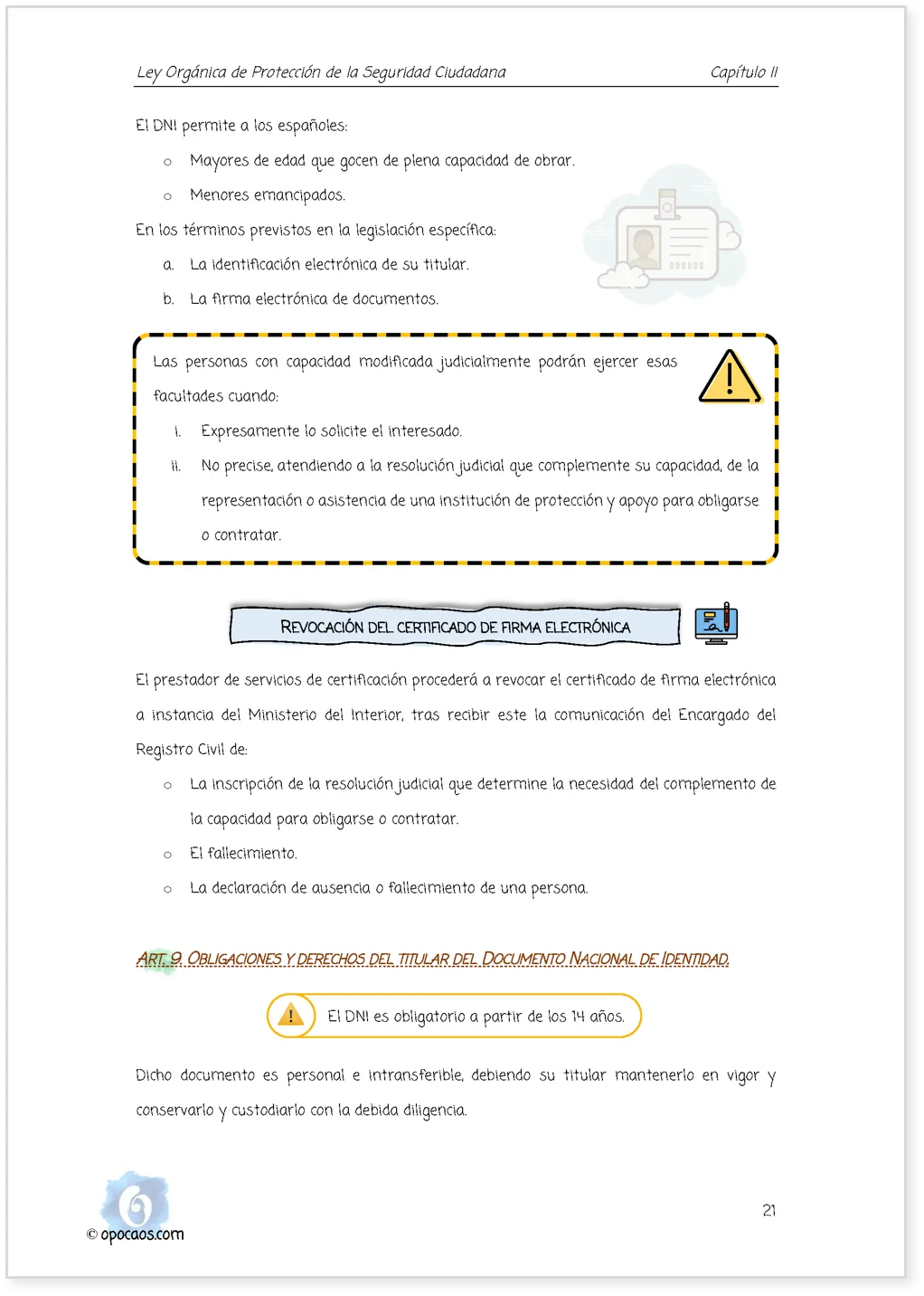 Imagen de muestra de una página simple de la Opoley LOPSC