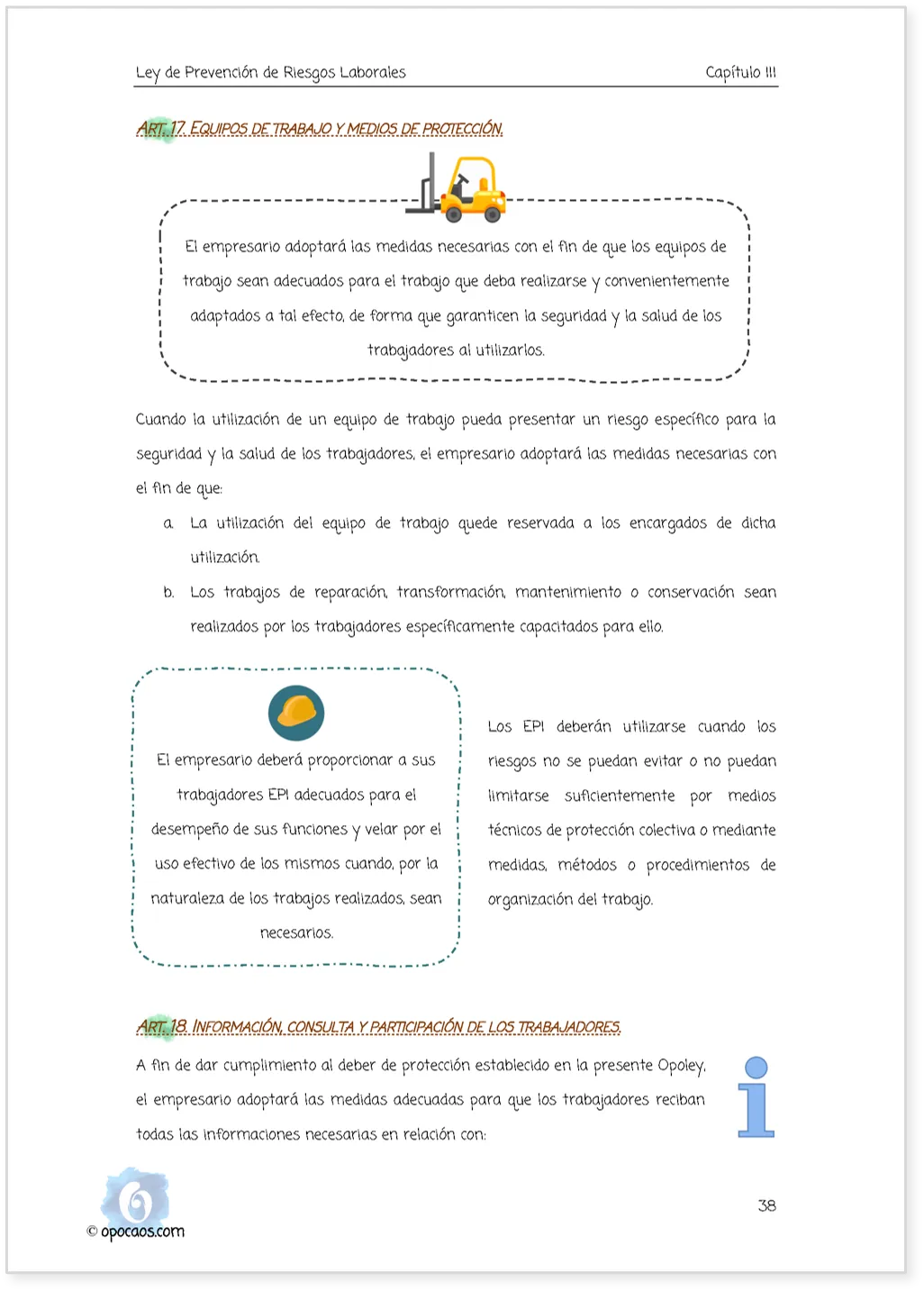Imagen de muestra de una página simple de la Opoley LPRL