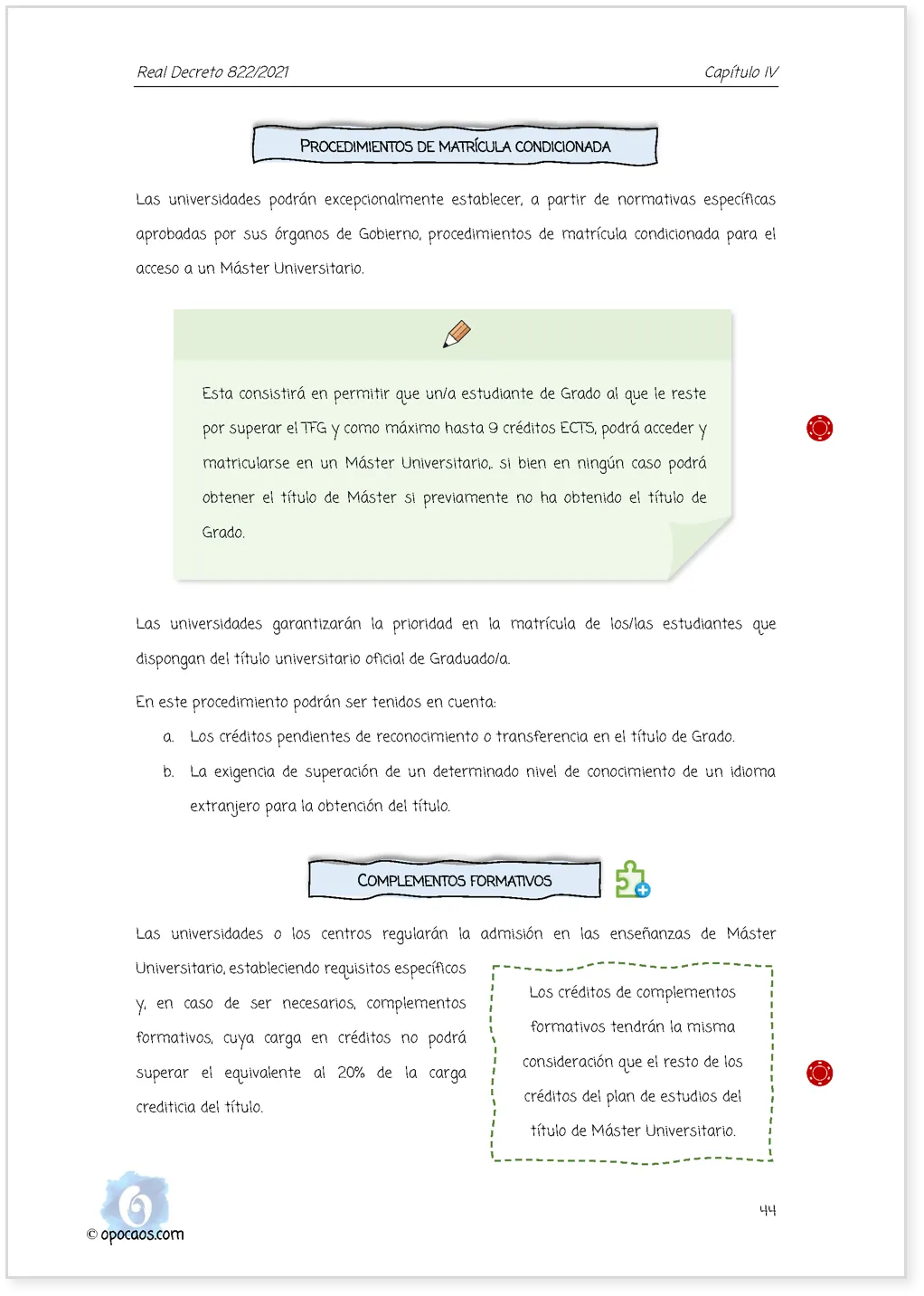 Imagen de muestra de una página simple de la Opoley RD 822/2021