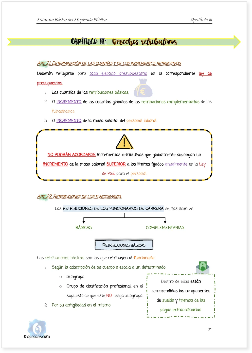 Imagen de muestra de una página subrayada de la Opoley TREBEP