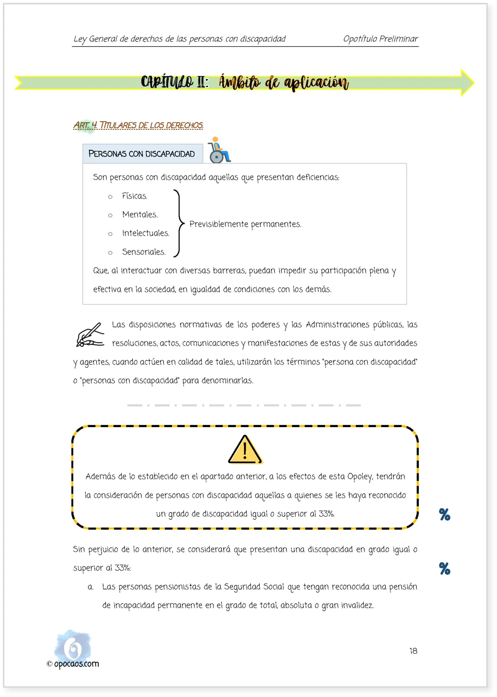 Imagen de muestra de una página simple de la Opoley TRLGD