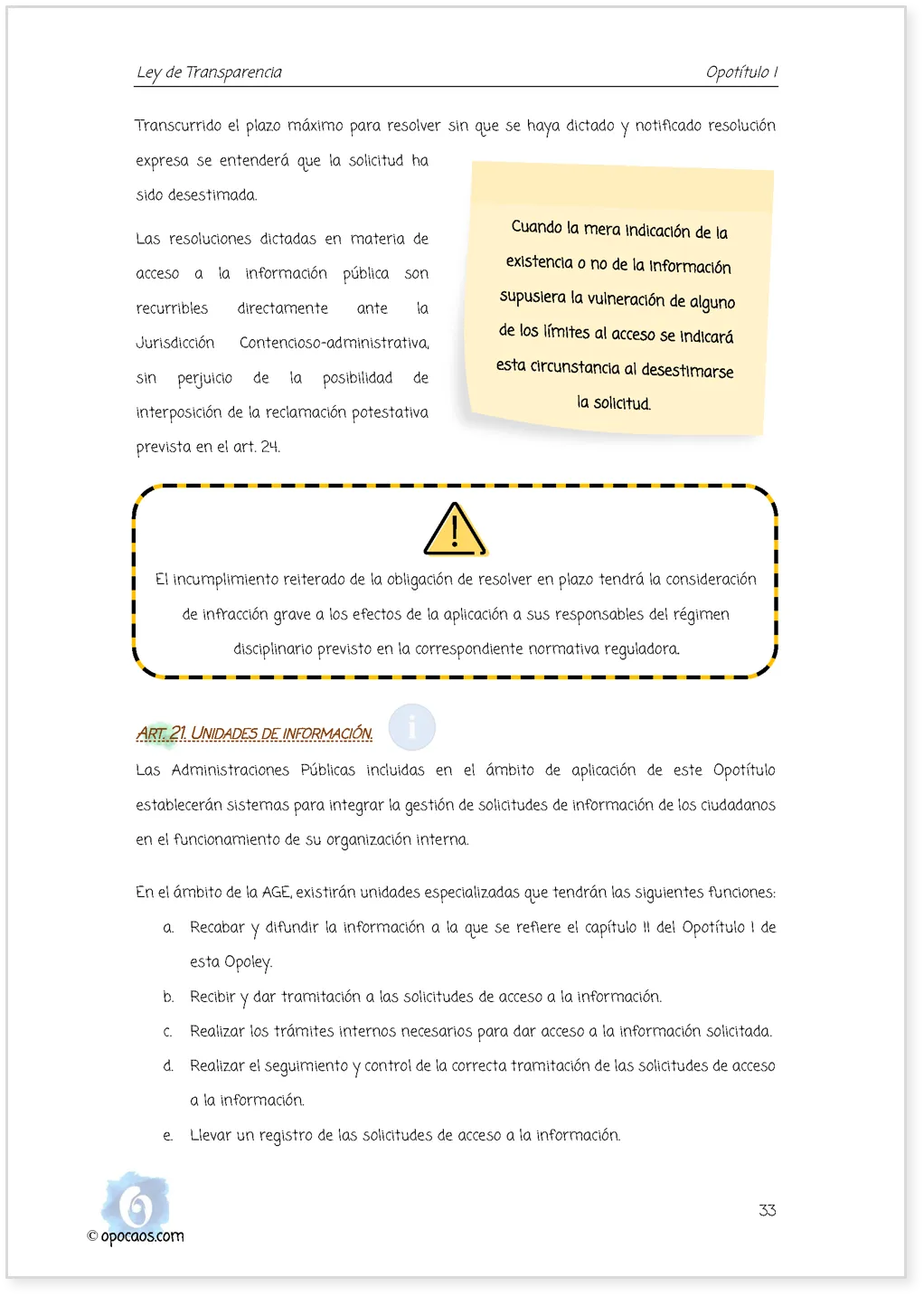 Imagen de muestra de una página simple de la Opoley Transparencia