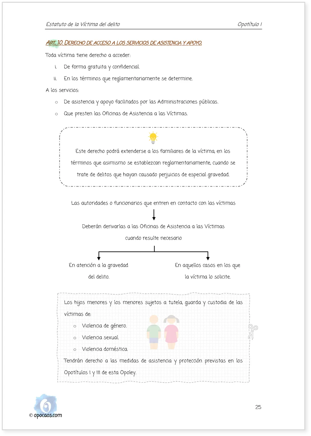 Imagen de muestra de una página simple de la Opoley Estatuto Víctima del delito