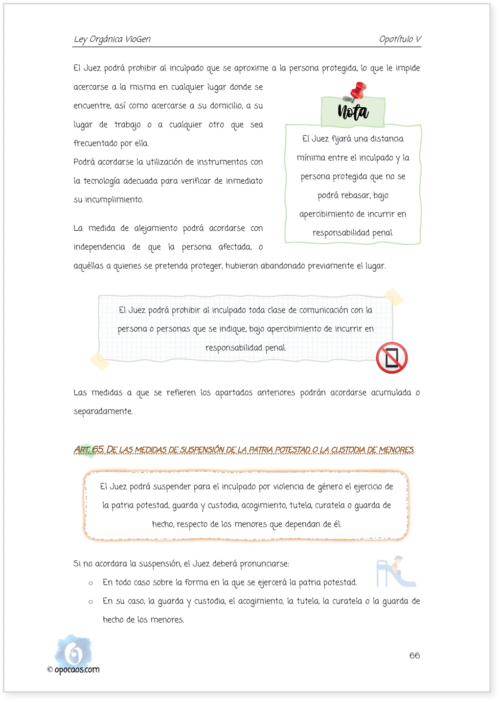 Imagen de muestra de una página simple de la Opoley VioGén