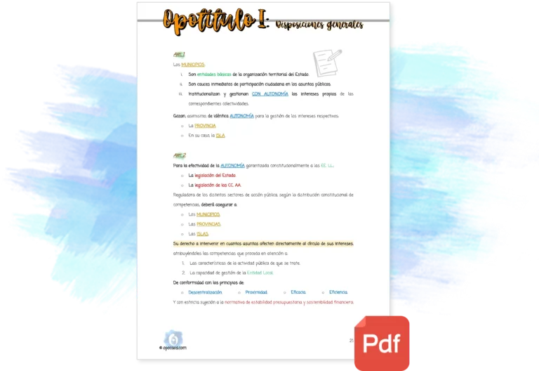 Imagen de muestra del Opotítulo I de la Opoley LBRL (Pack)
