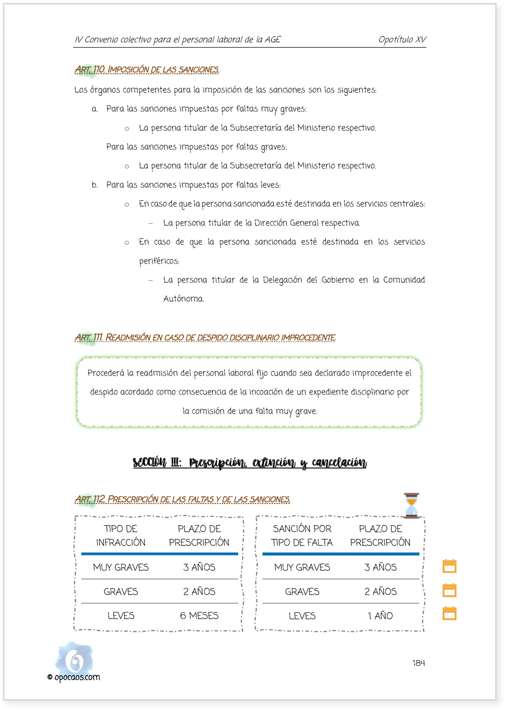 Imagen de muestra de una página simple de la Opoley IV Convenio