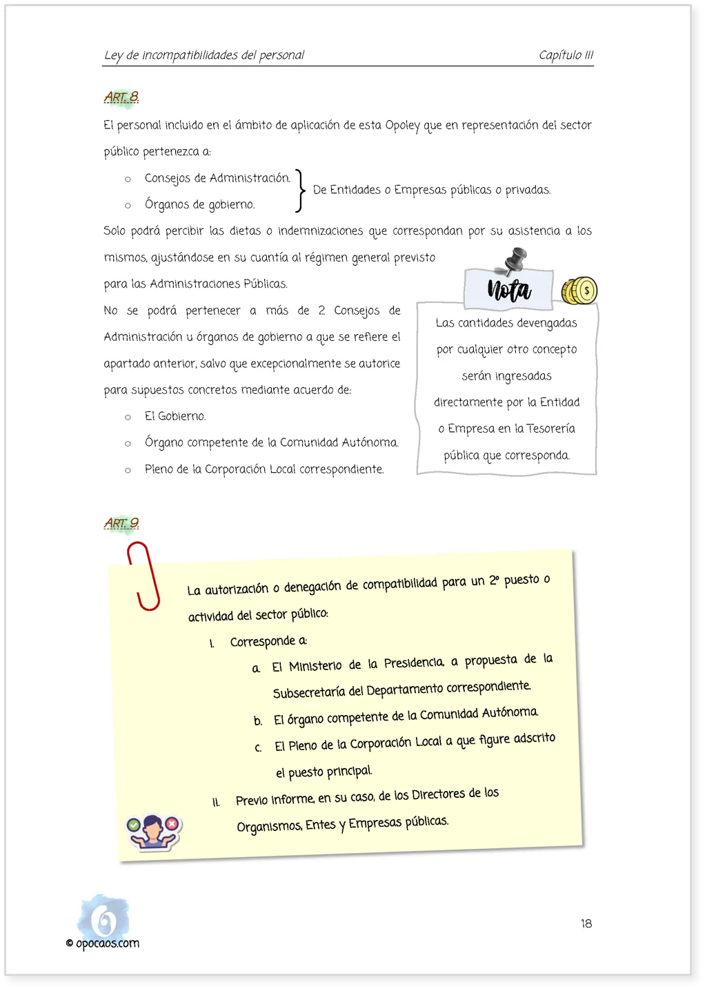 Imagen de muestra de una página simple de la Opoley Incompatibilidades