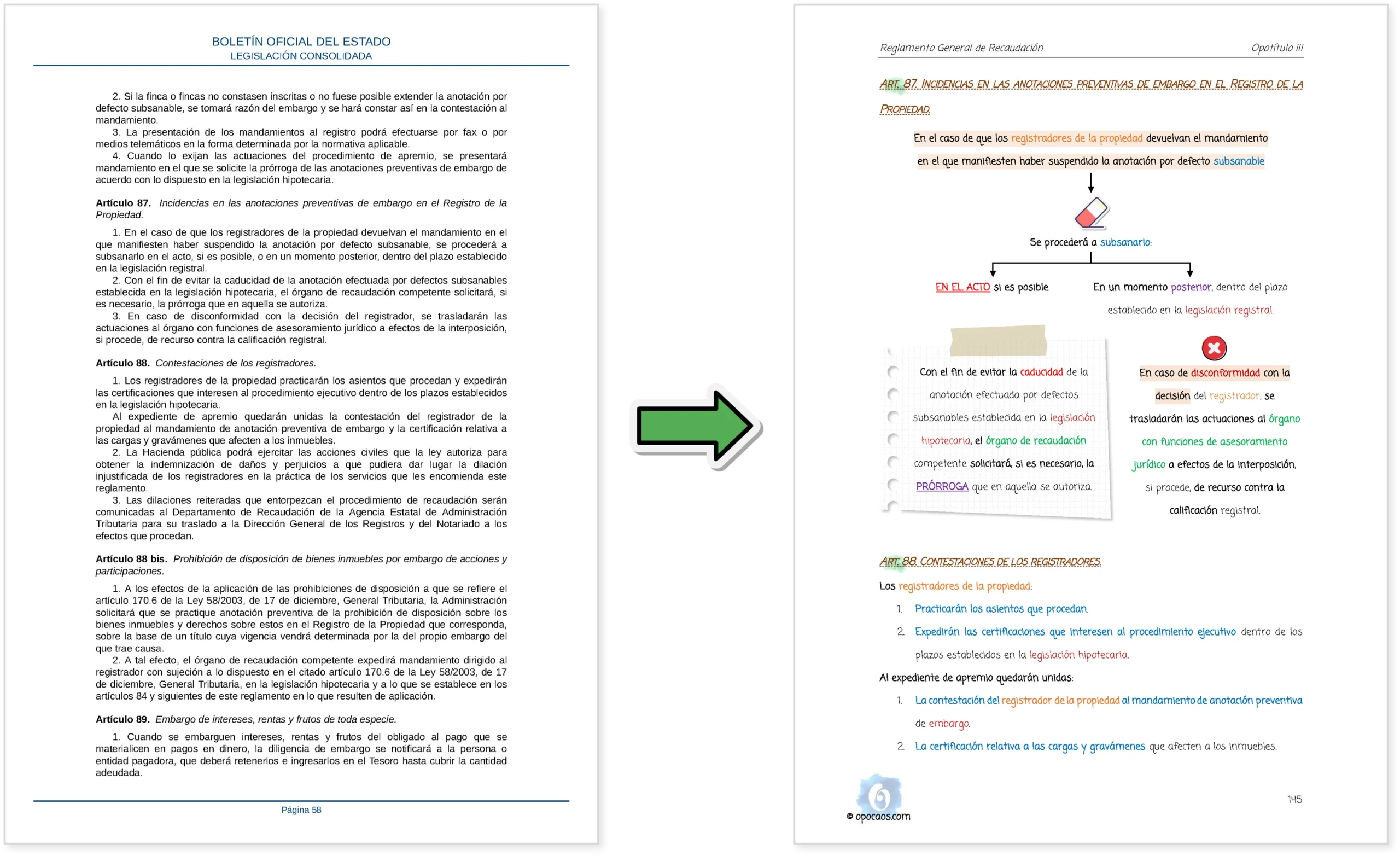 Imagen comparativa entre el BOE y la Opoley RD 939/2005 (Pack Agente de Hacienda)
