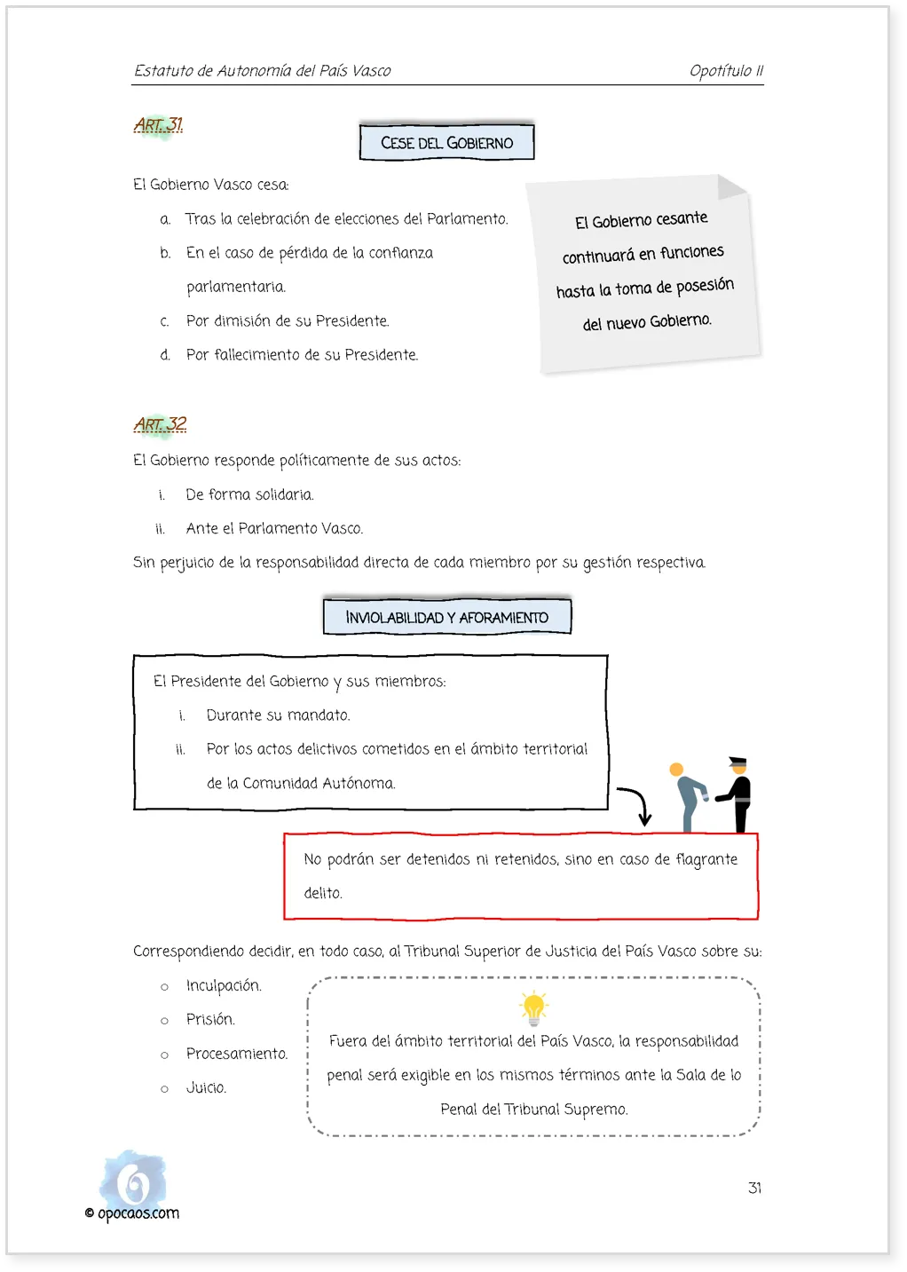 Imagen de muestra de una página simple de la Opoley Estatuto del País Vasco