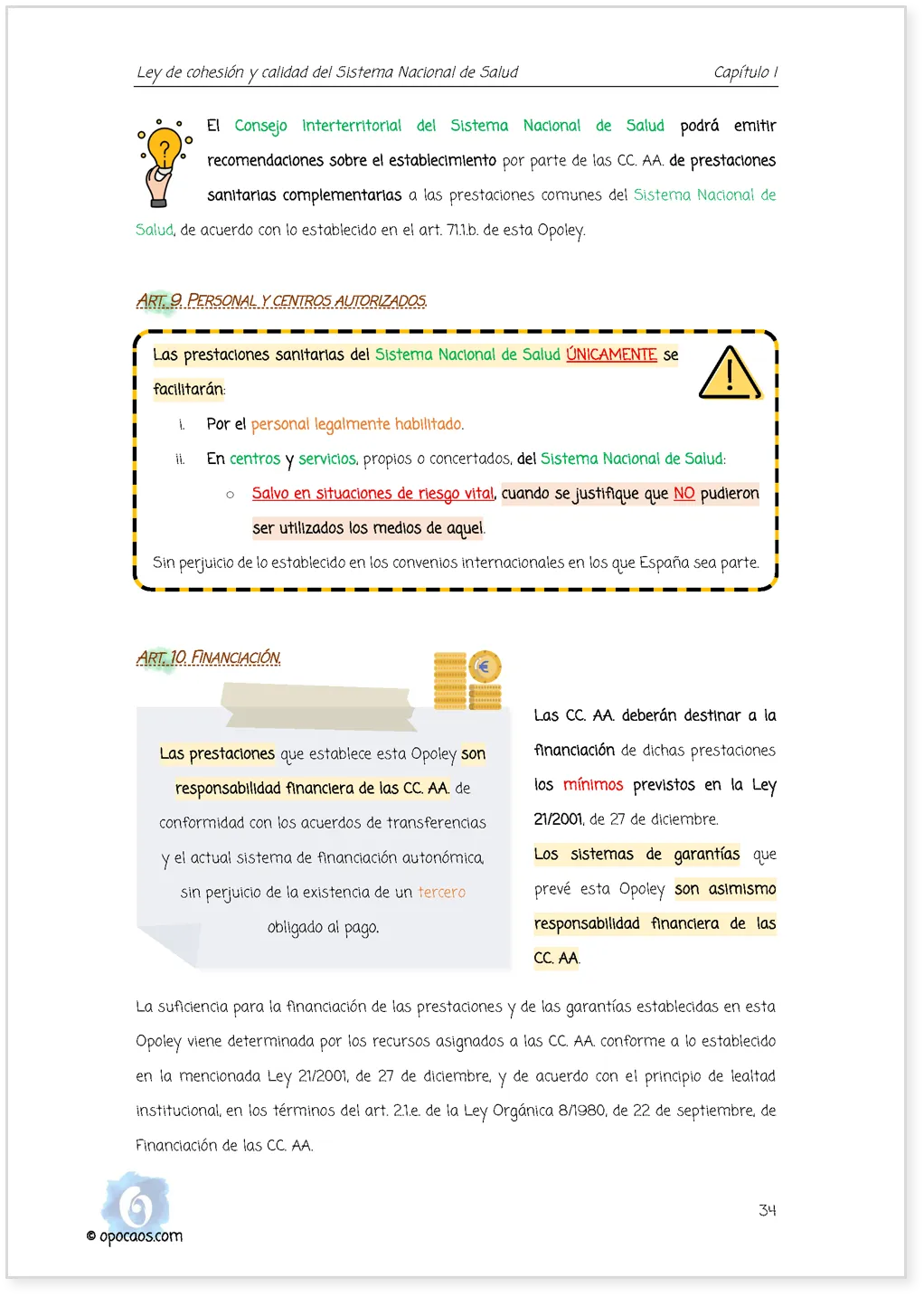 Imagen de muestra de una página subrayada de la Opoley LCCSNS