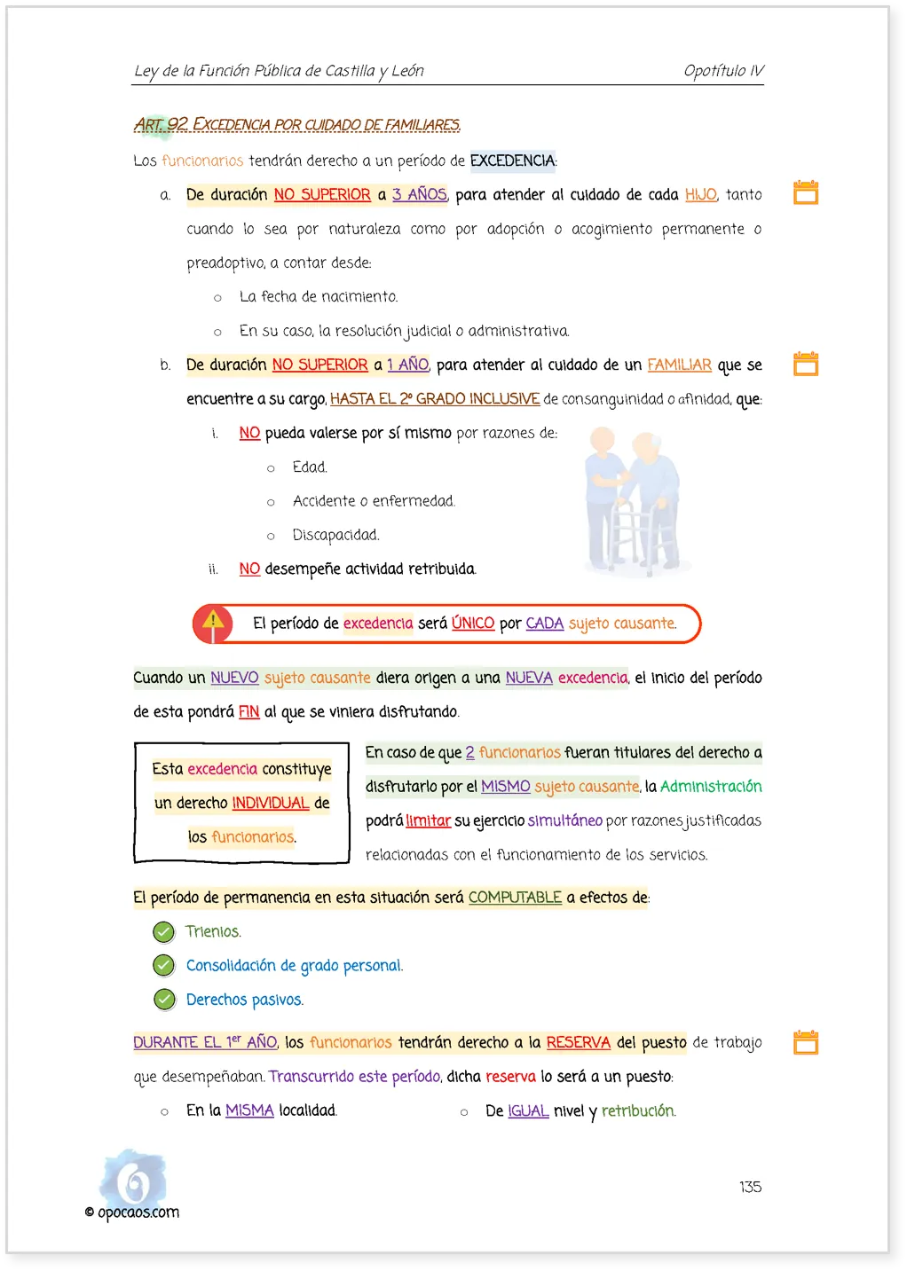 Imagen de muestra de una página subrayada de la Opoley Función Pública de Castilla y León